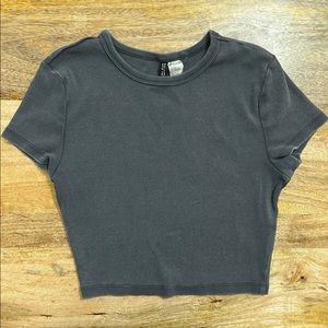H&M Grey Overdyed Crop Top